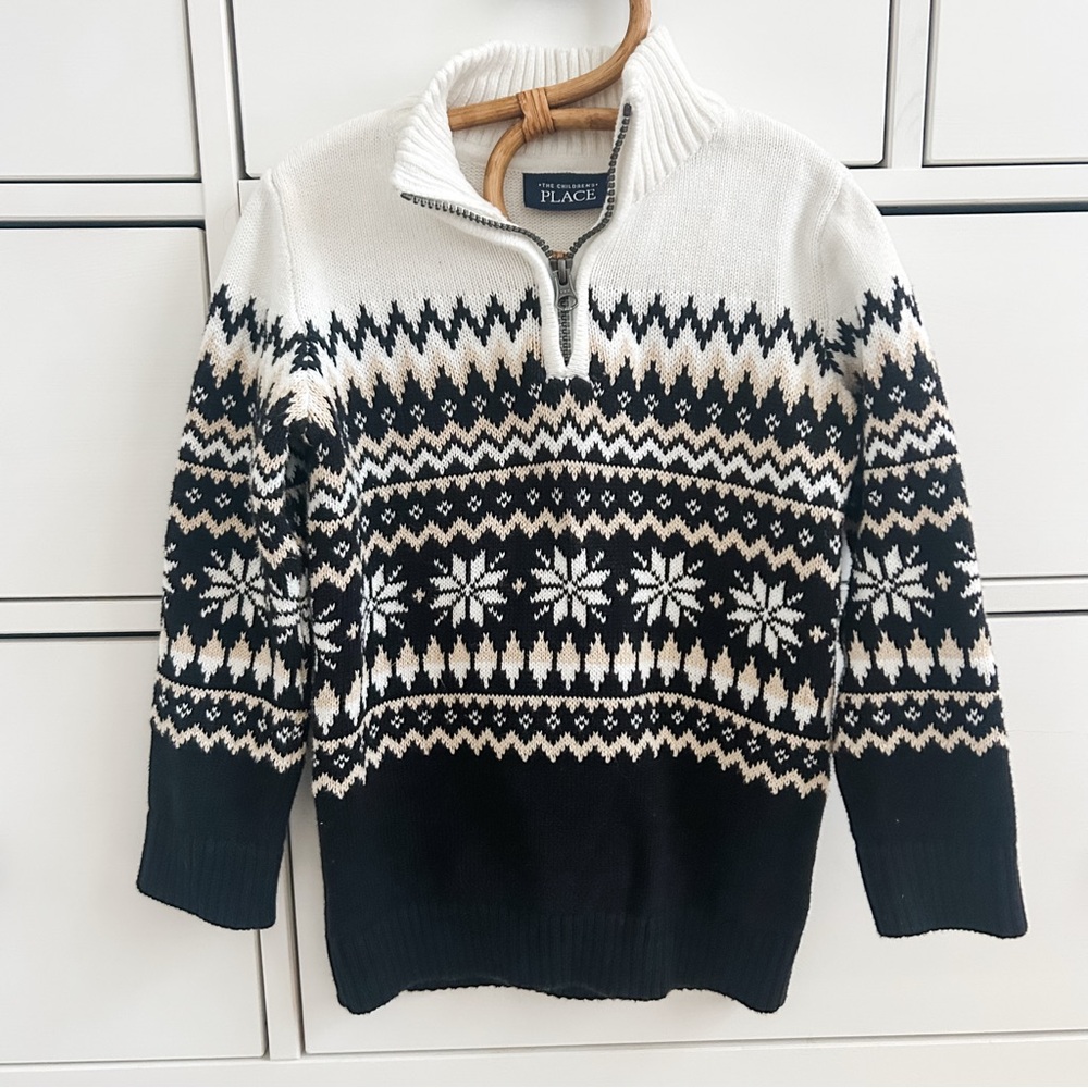 The Children's Place Black and White Zip Up Sweater